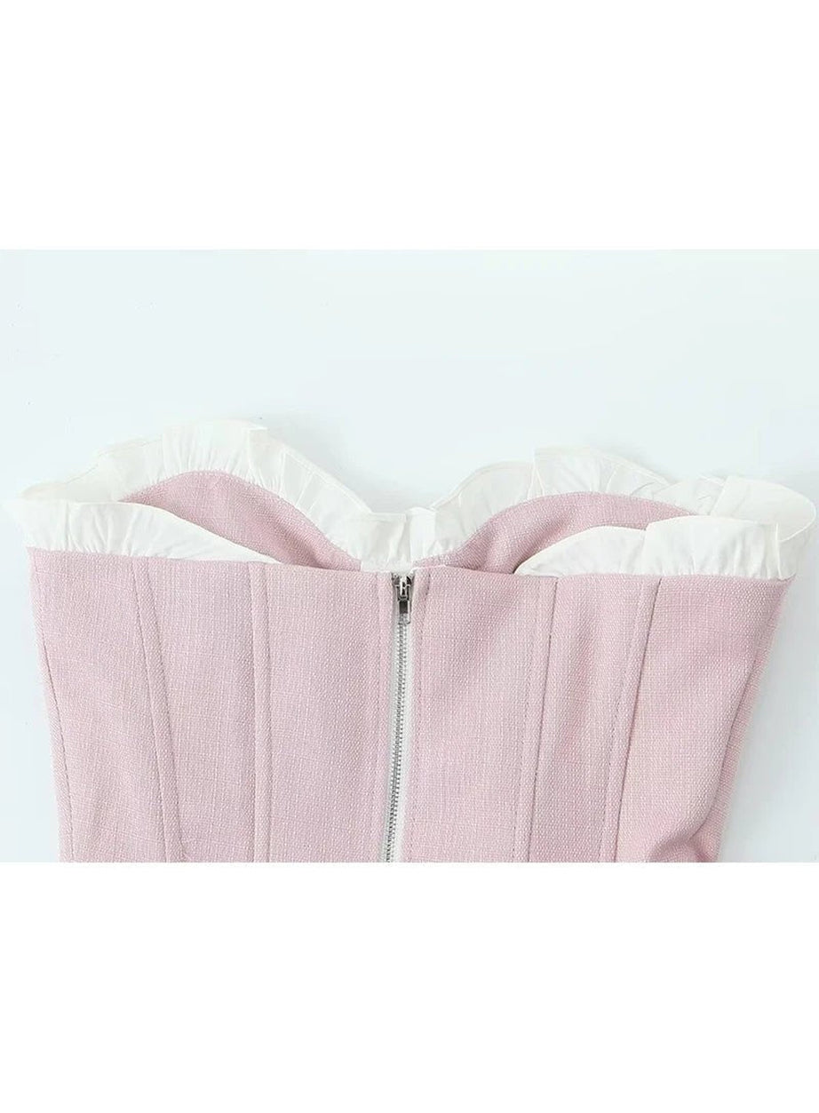 Y2k Blush Ruffle Sweetheart Corset