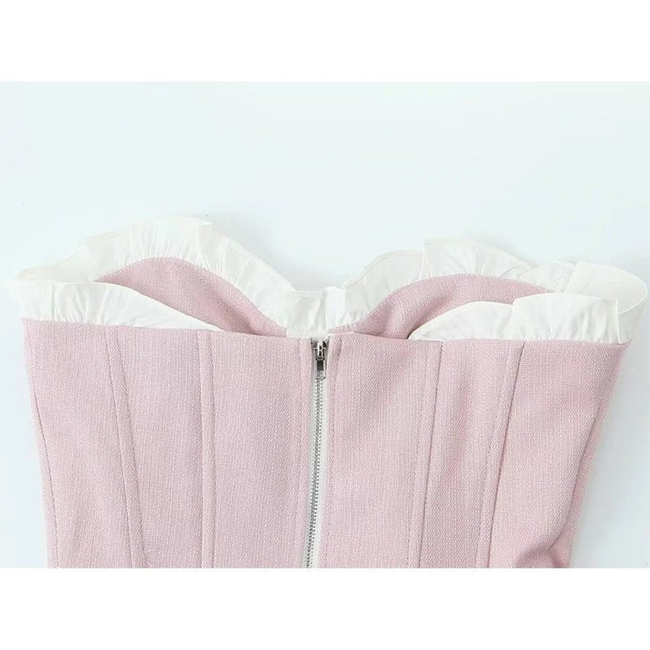 Y2k Blush Ruffle Sweetheart Corset