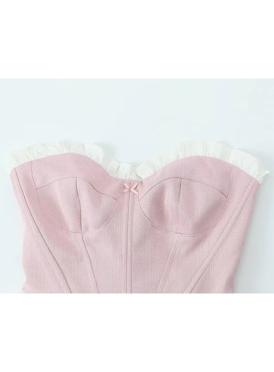 Y2k Blush Ruffle Sweetheart Corset