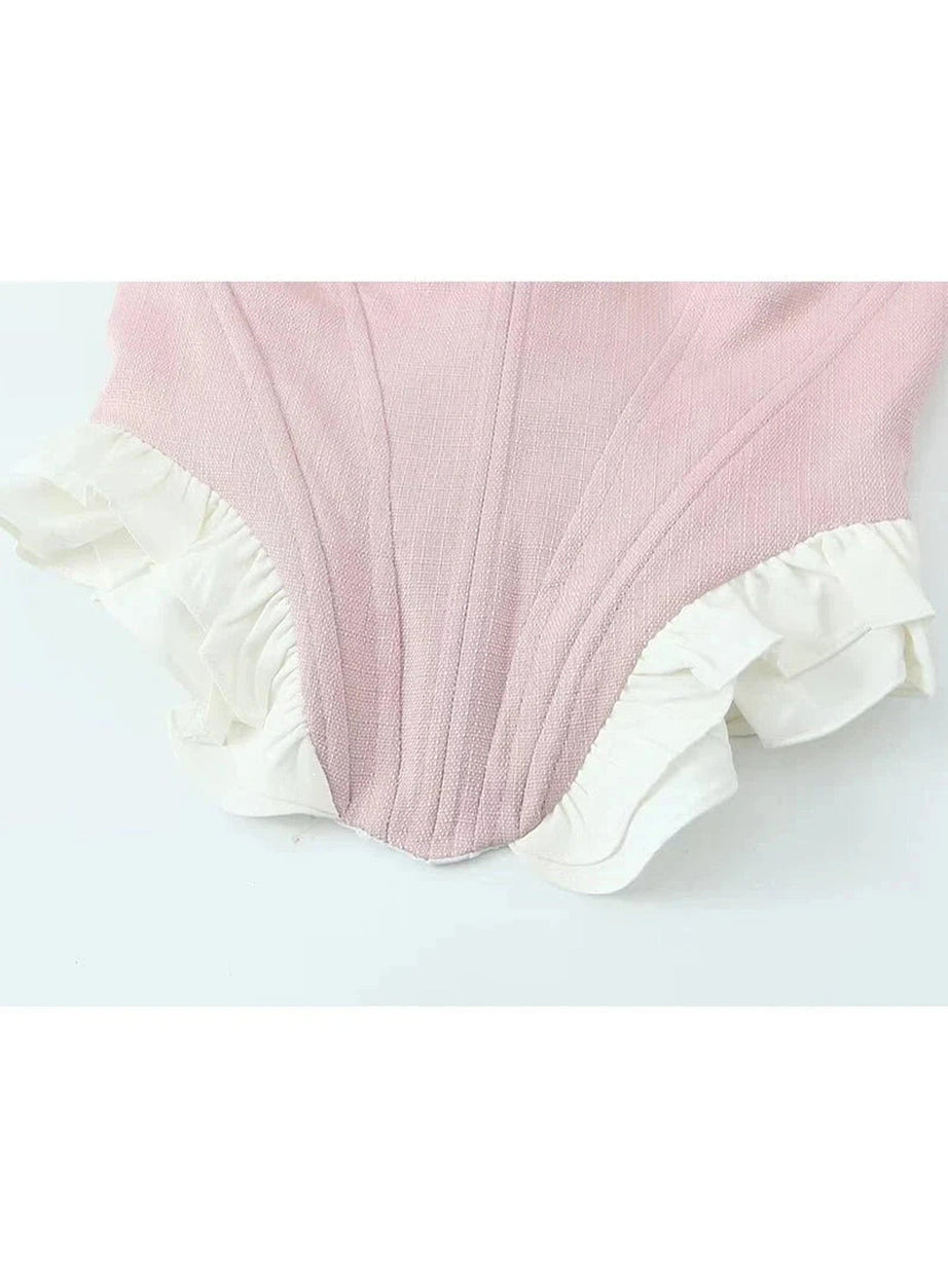 Y2k Blush Ruffle Sweetheart Corset
