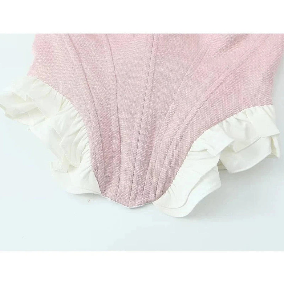 Y2k Blush Ruffle Sweetheart Corset