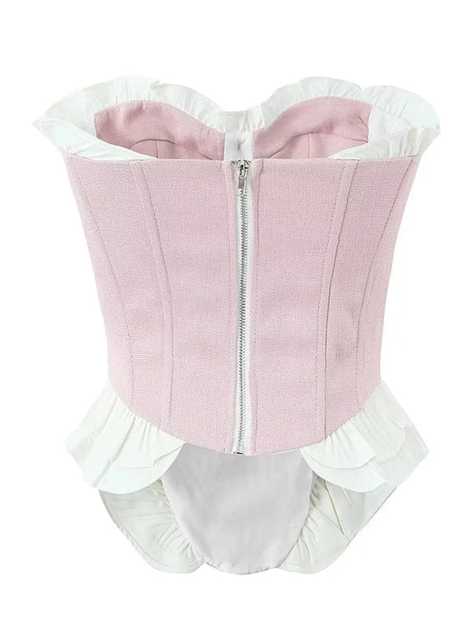 Y2k Blush Ruffle Sweetheart Corset