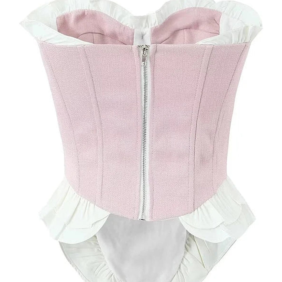 Y2k Blush Ruffle Sweetheart Corset