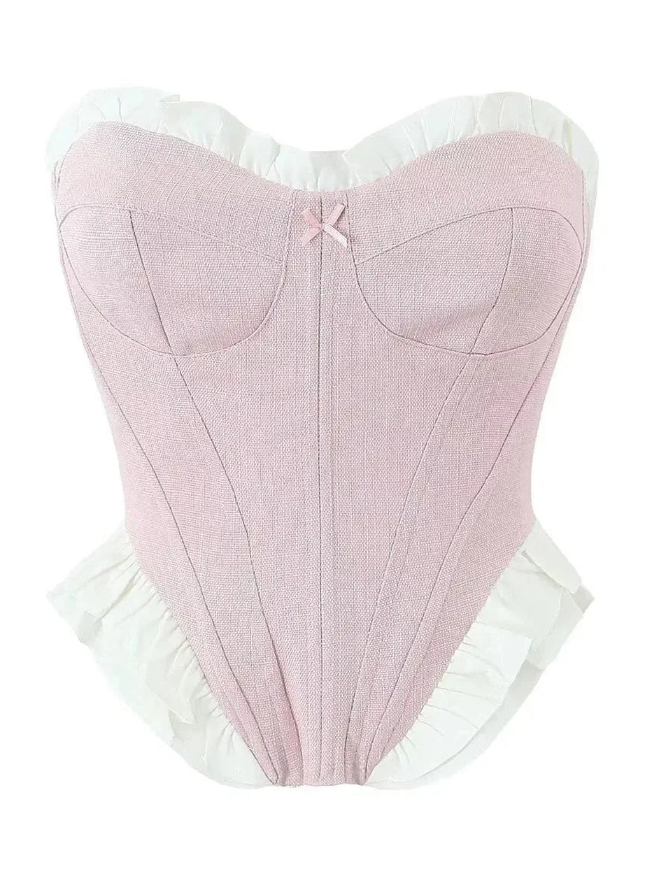Y2k Blush Ruffle Sweetheart Corset