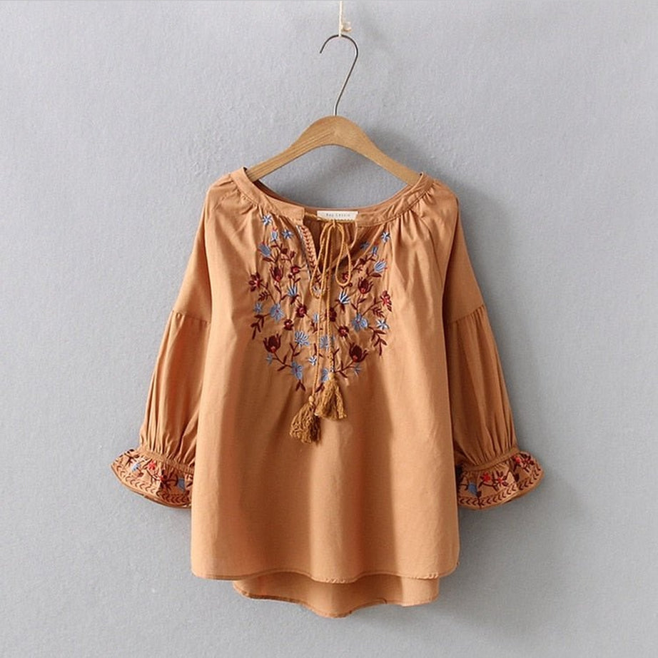Y2k Bohemian Flare Sleeve Blouse