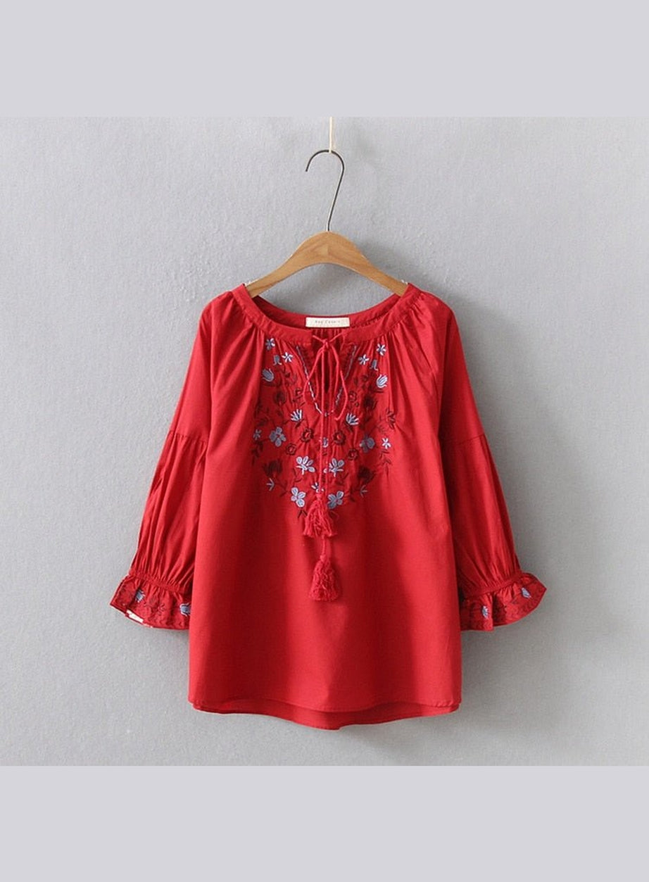 Y2k Bohemian Flare Sleeve Blouse