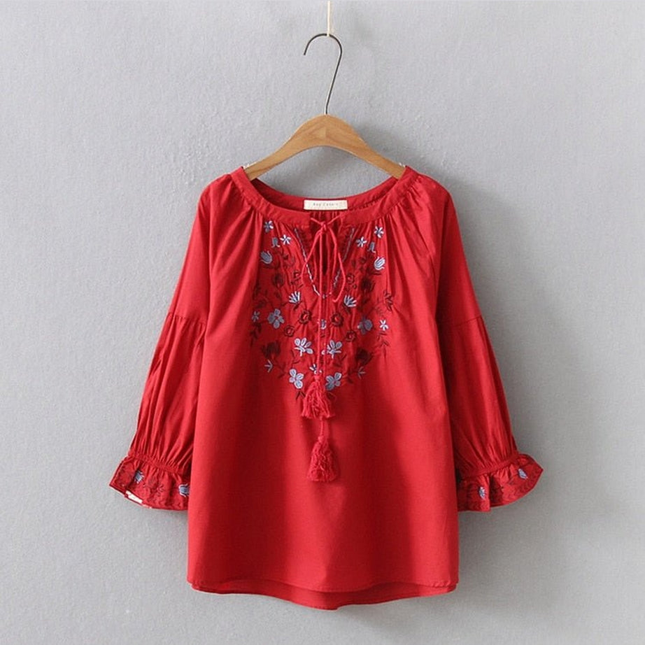 Y2k Bohemian Flare Sleeve Blouse