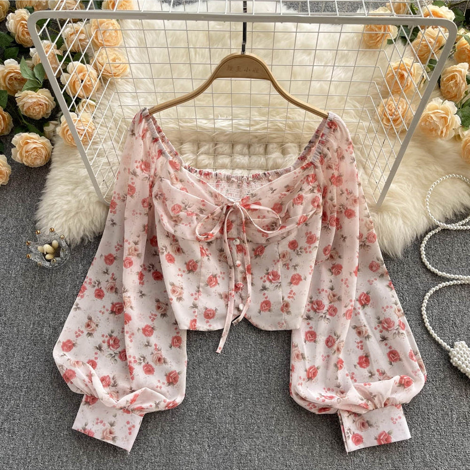 Y2k Bohemian Floral Blouse