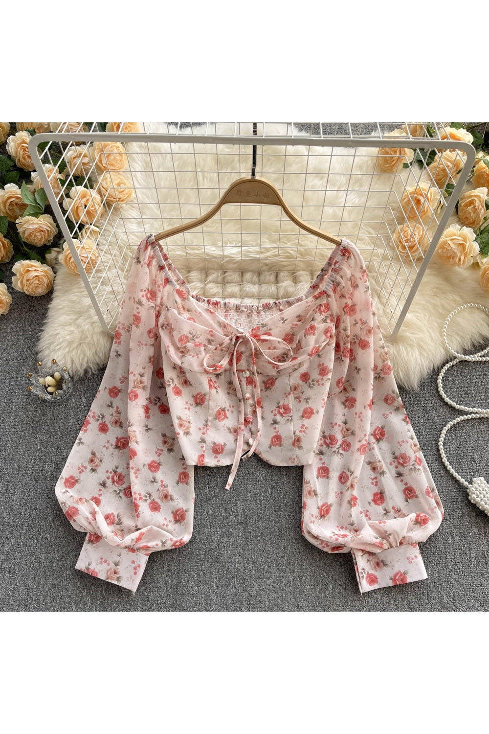 Y2k Bohemian Floral Blouse