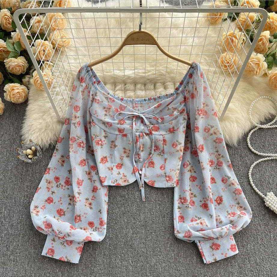Y2k Bohemian Floral Blouse