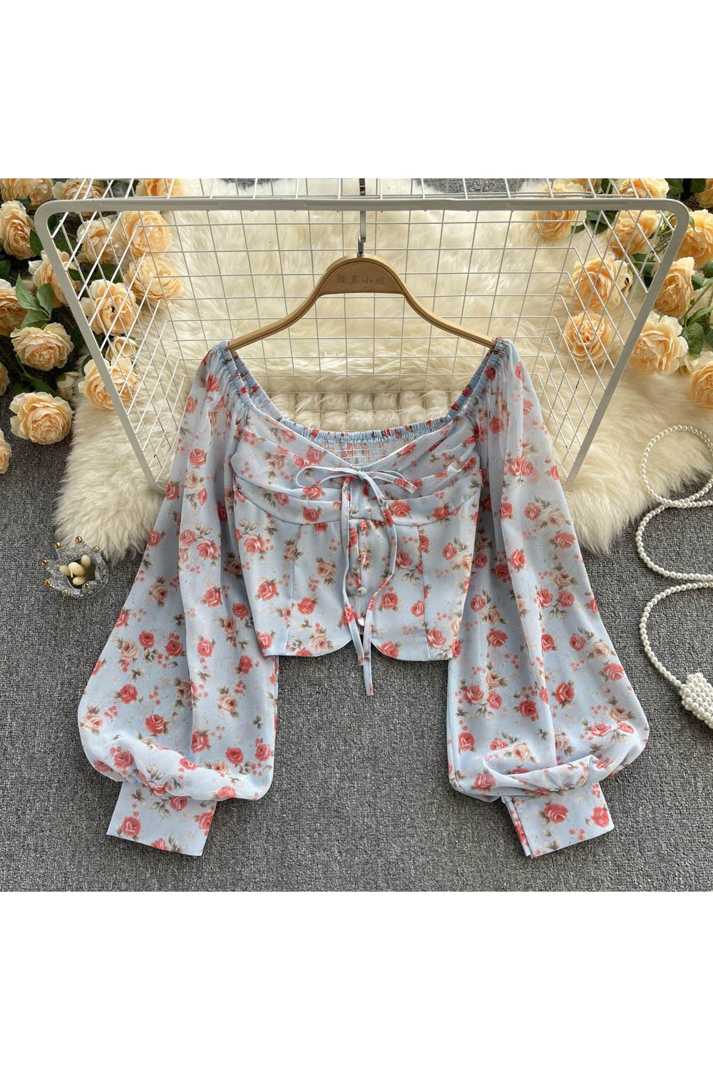 Y2k Bohemian Floral Blouse