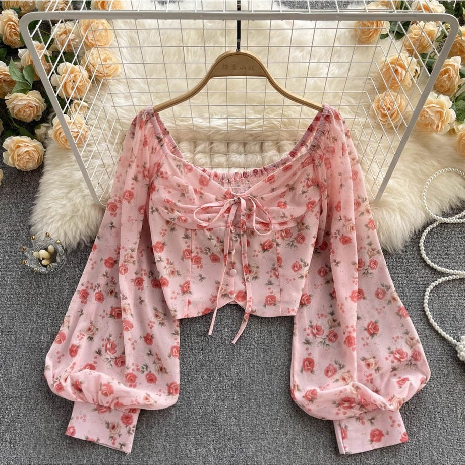 Y2k Bohemian Floral Blouse