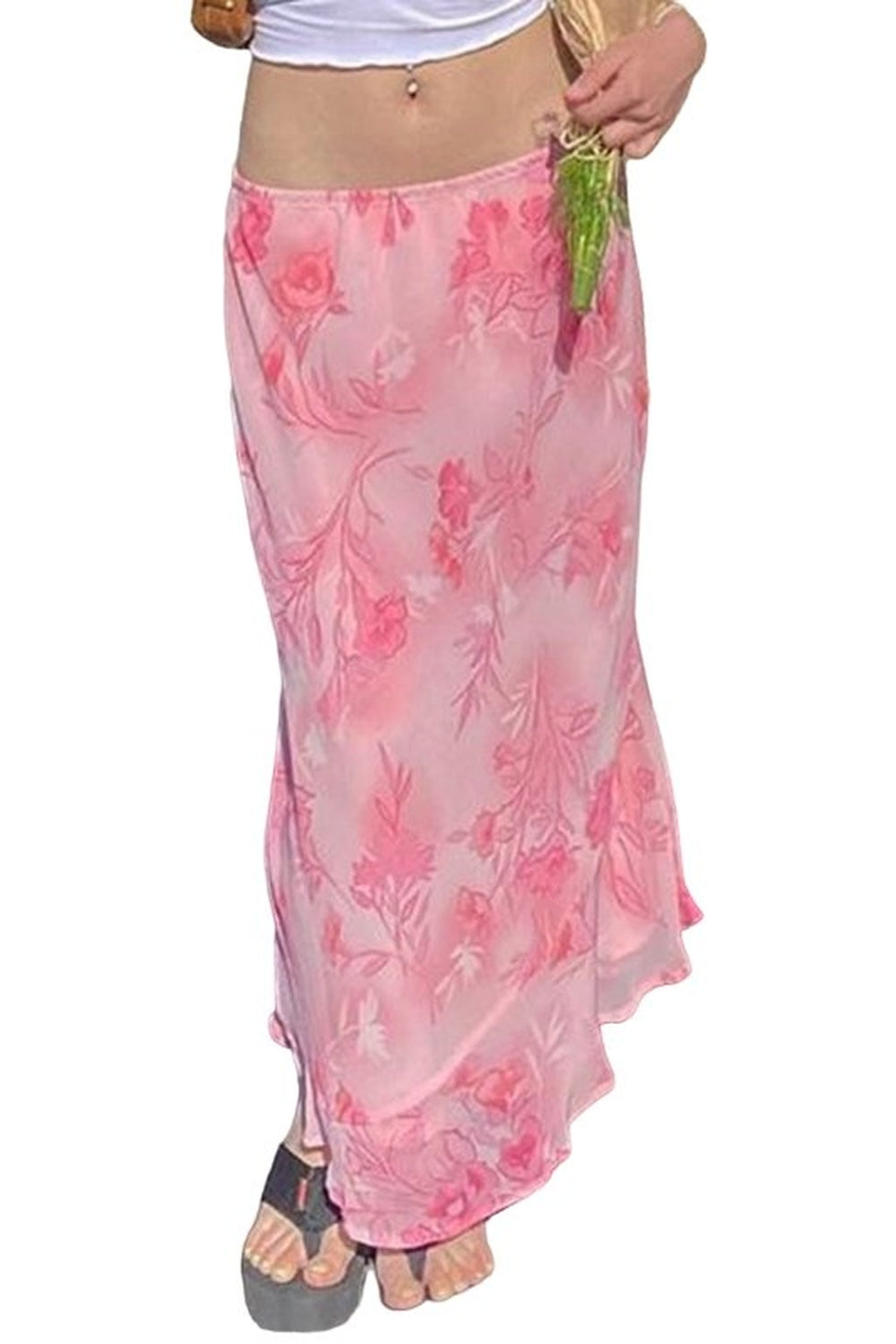 Y2k Bohemian Pink Floral Skirt