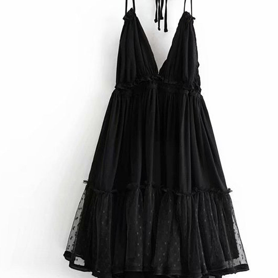 Y2k Boho Backless Lace Spliced Dress