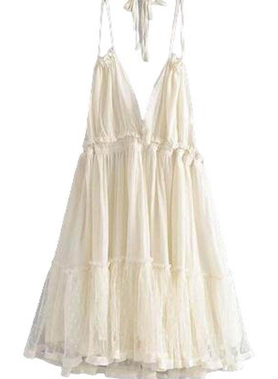 Y2k Boho Backless Lace Spliced Dress