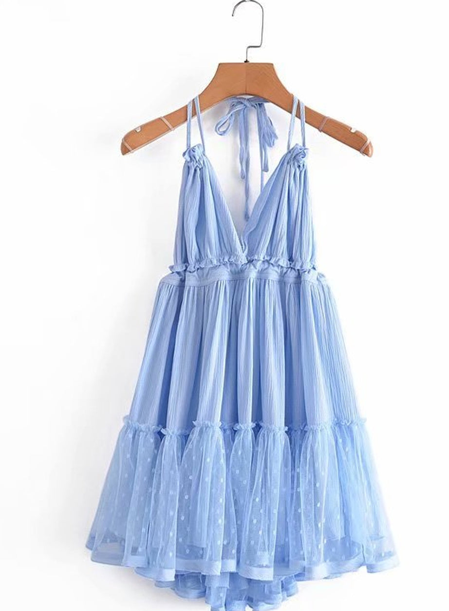 Y2k Boho Backless Lace Spliced Dress