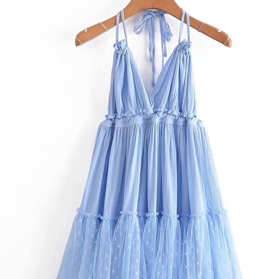 Y2k Boho Backless Lace Spliced Dress