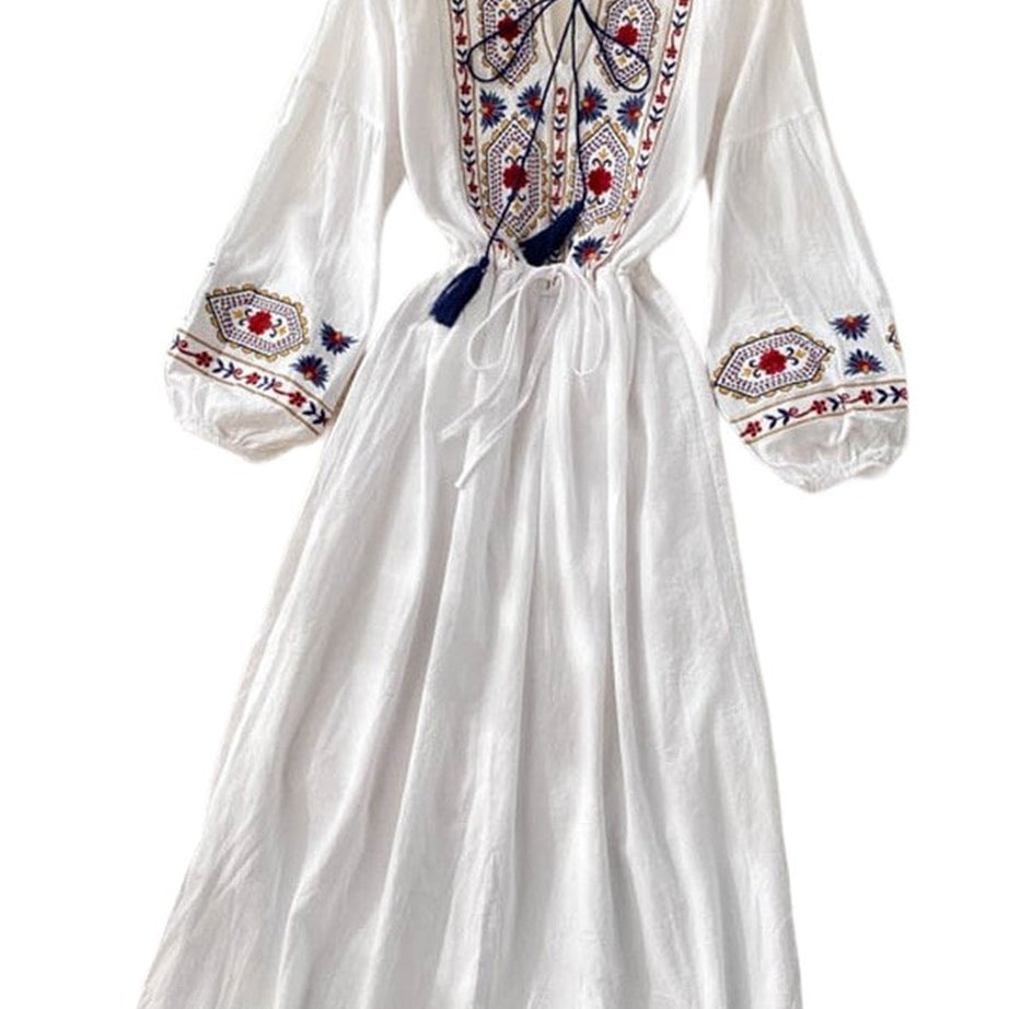 Y2k Boho embroidered long dress