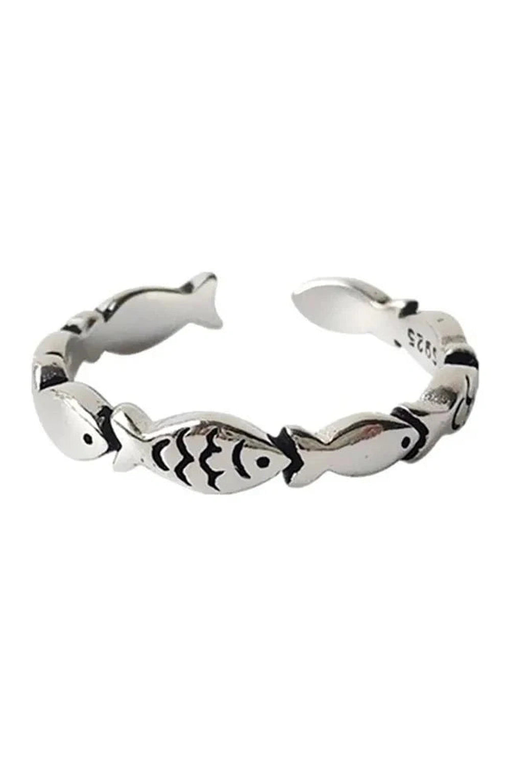 Y2k Boho Fish Adjustable Silver Ring