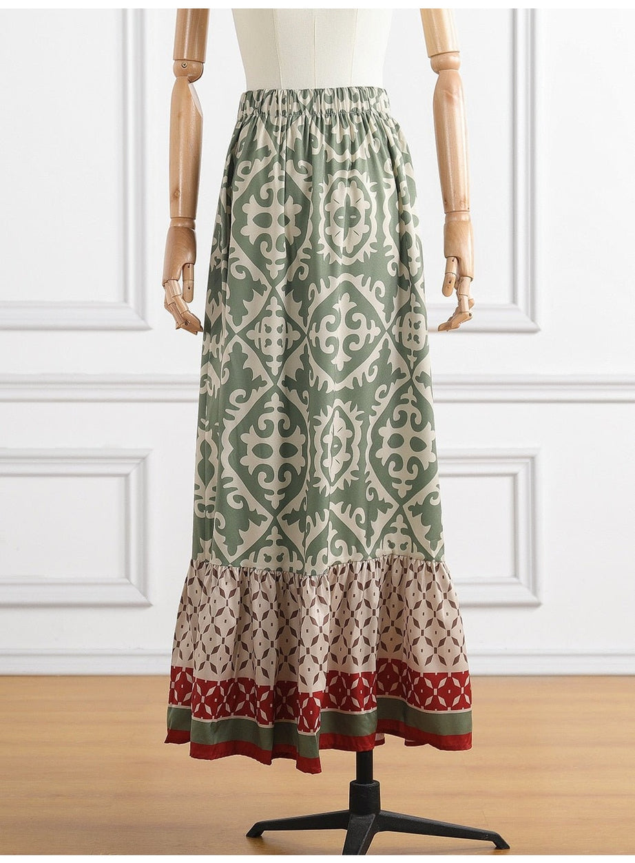 Y2k Boho Retro Floral Print Skirt