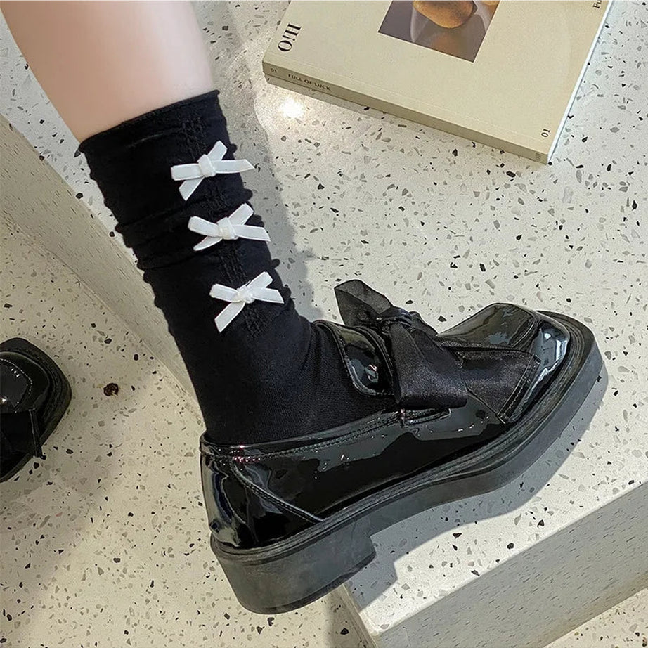 Y2k Bow Adorned Ankle Socks
