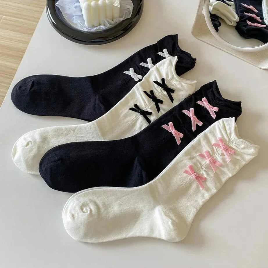 Y2k Bow Adorned Ankle Socks