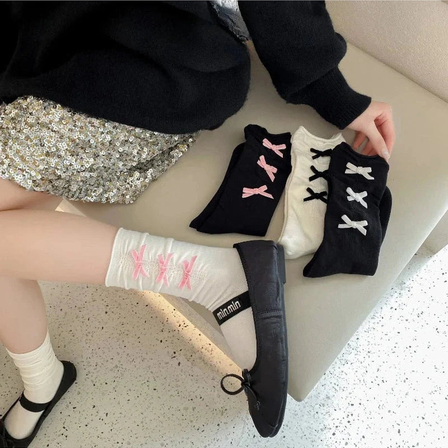 Y2k Bow Adorned Ankle Socks