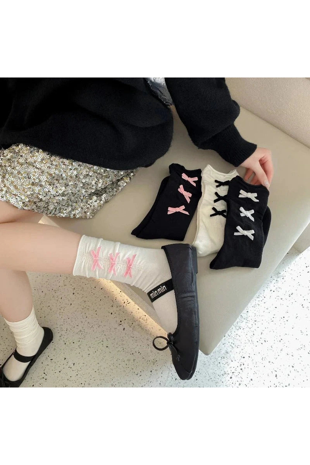 Y2k Bow Adorned Ankle Socks