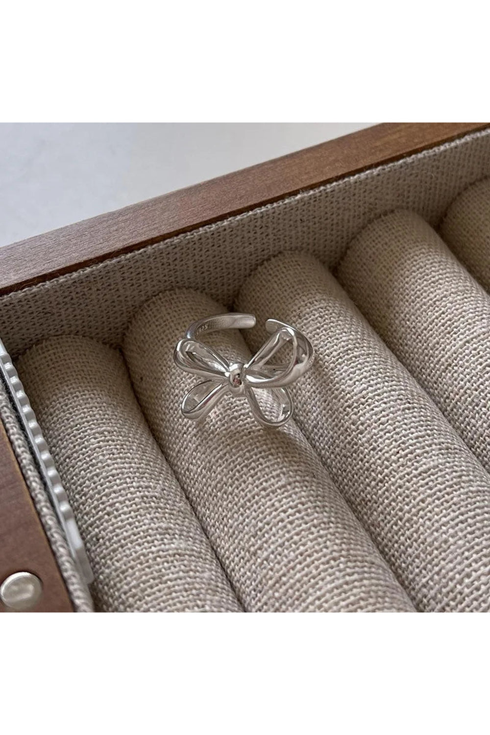 Y2k Bow Pattern Silver Ring