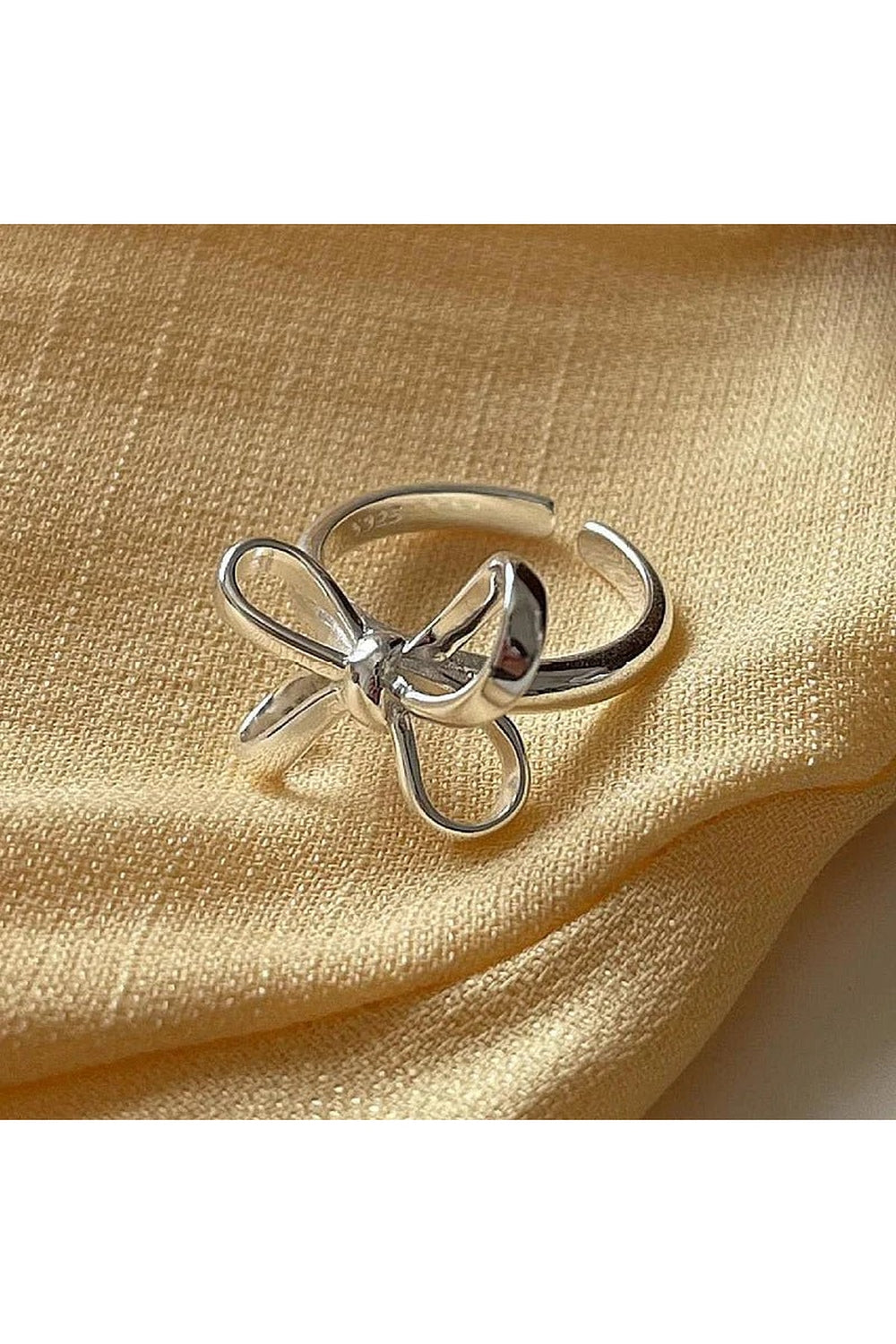 Y2k Bow Pattern Silver Ring