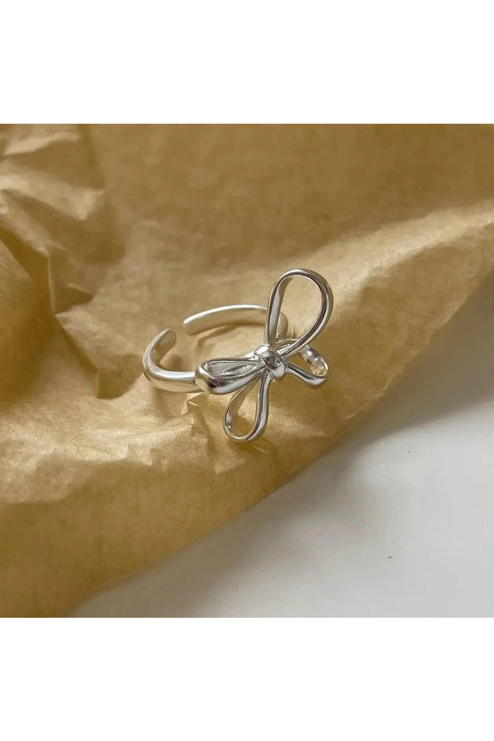 Y2k Bow Pattern Silver Ring