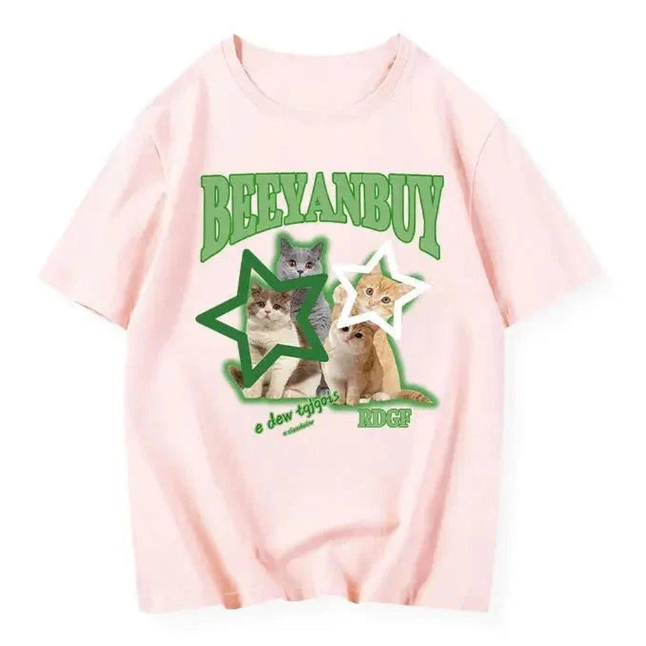 Y2k Bright Cat Star T-Shirt