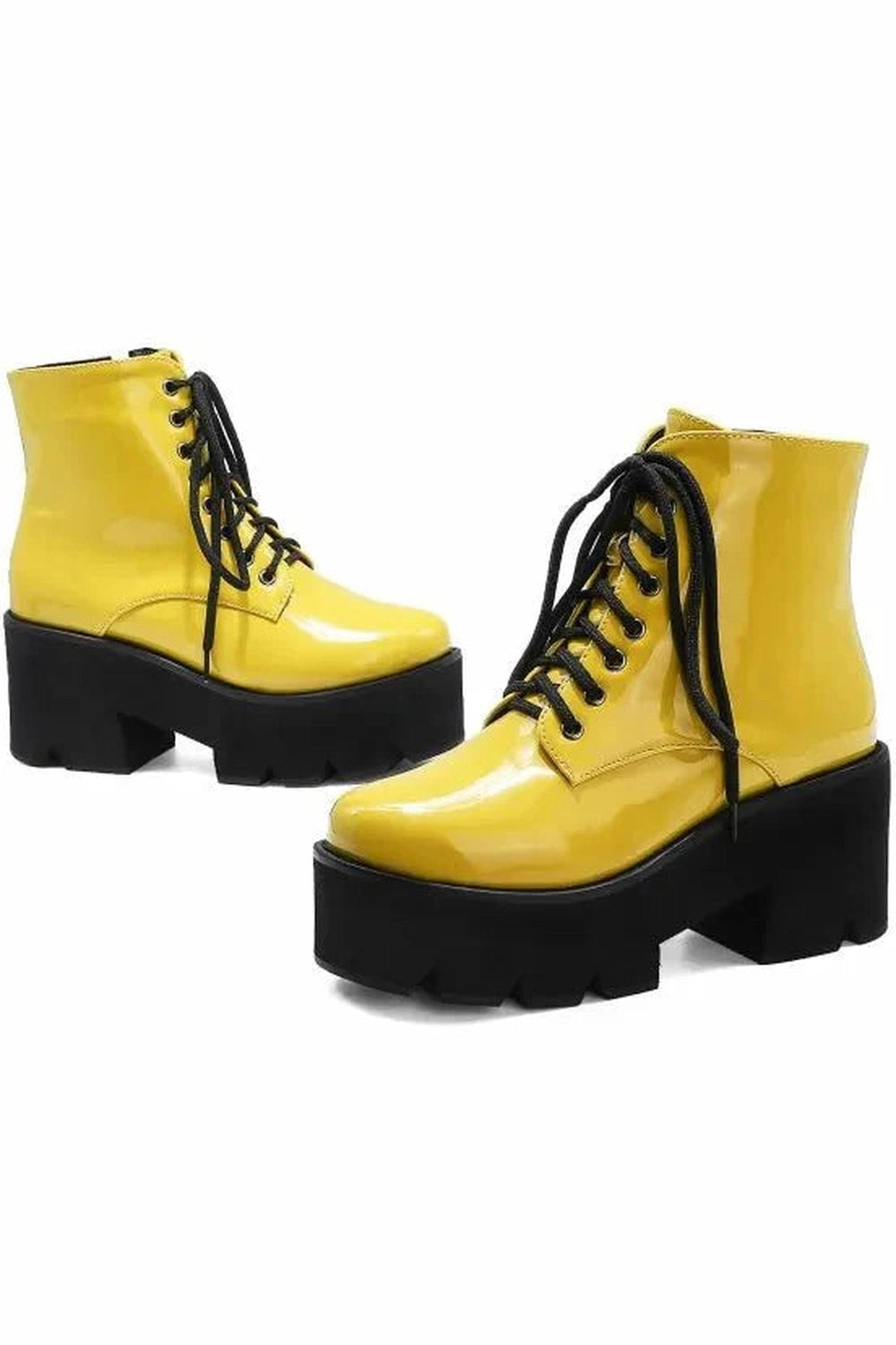 Y2k British Style Zipper Platform Boots