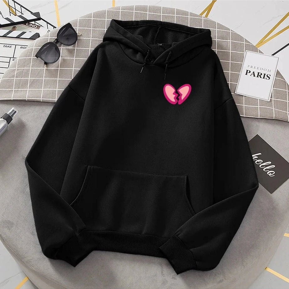 Y2k Broken Heart Print Women's Warm Hoodie