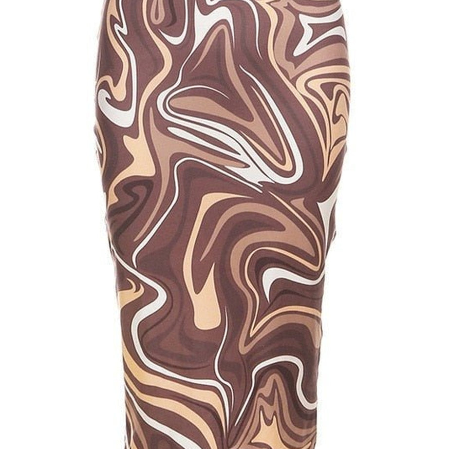 Y2k Brown Paisley Print Midi Skirt