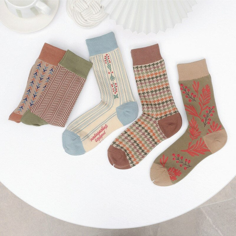 Y2k Brown Retro Cotton Socks