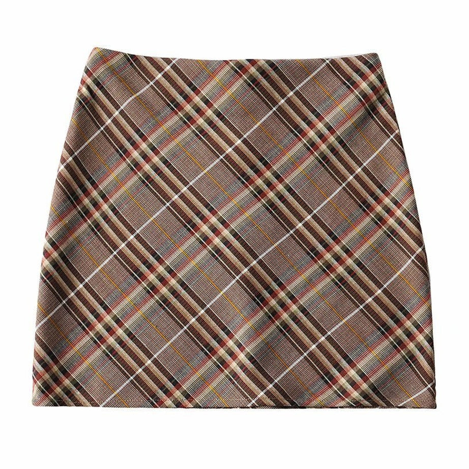 Y2k Brown Tartan Skirt