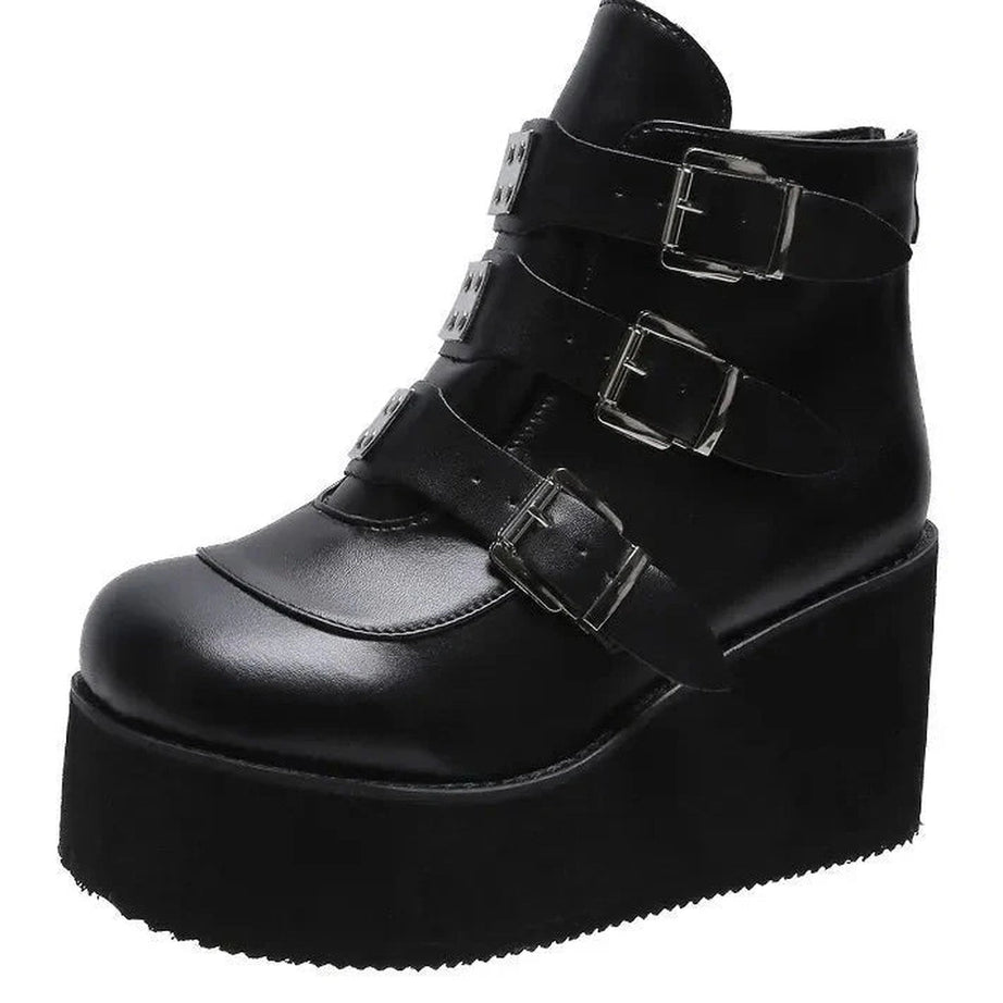 Y2k Buckle Ankle Goth Boots