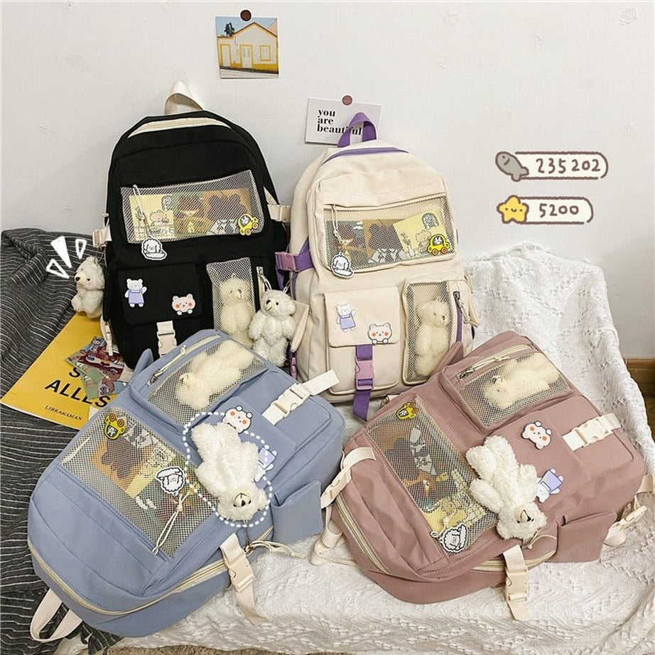 Y2k Buckle Badge Pastel Color Backpack