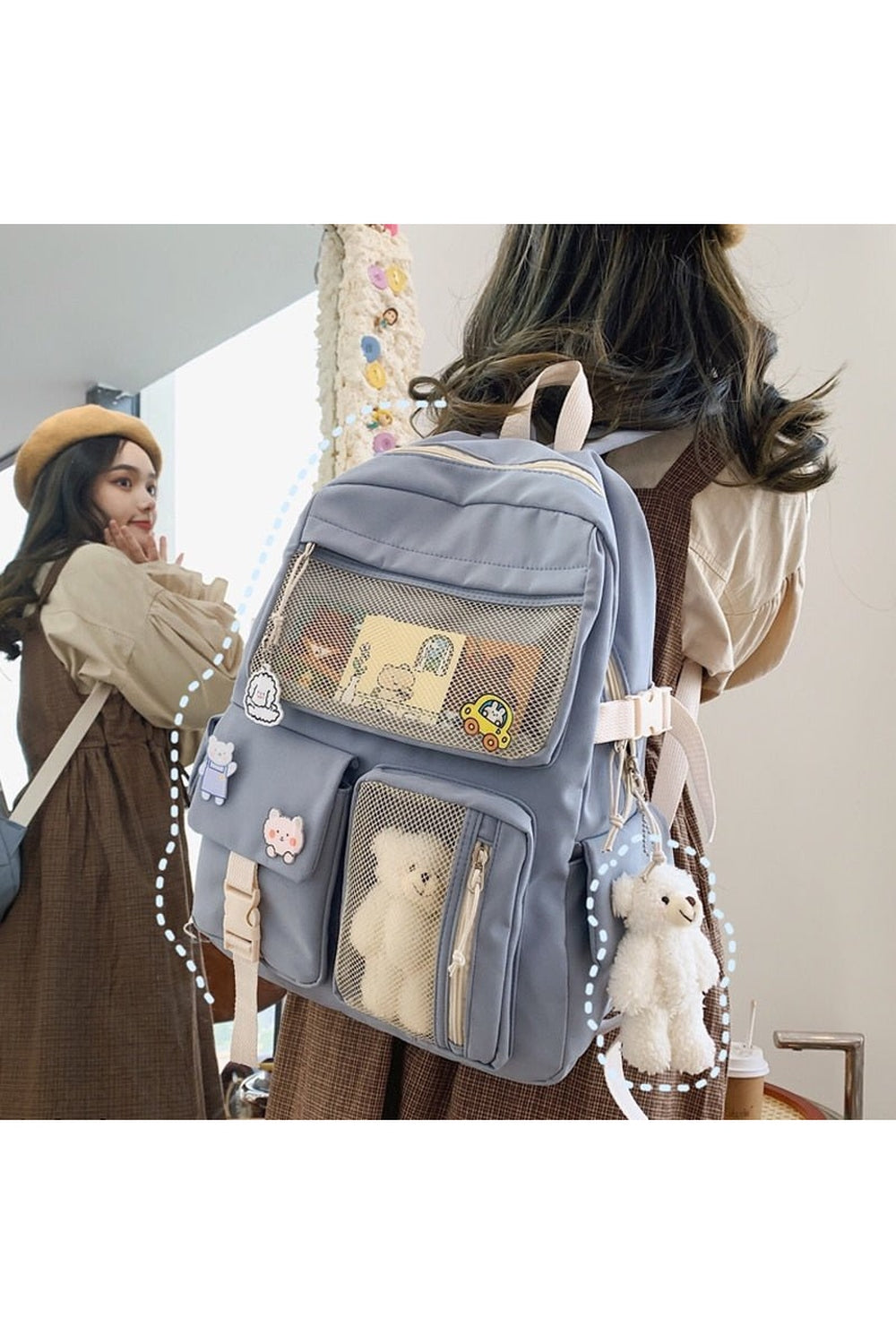Y2k Buckle Badge Pastel Color Backpack