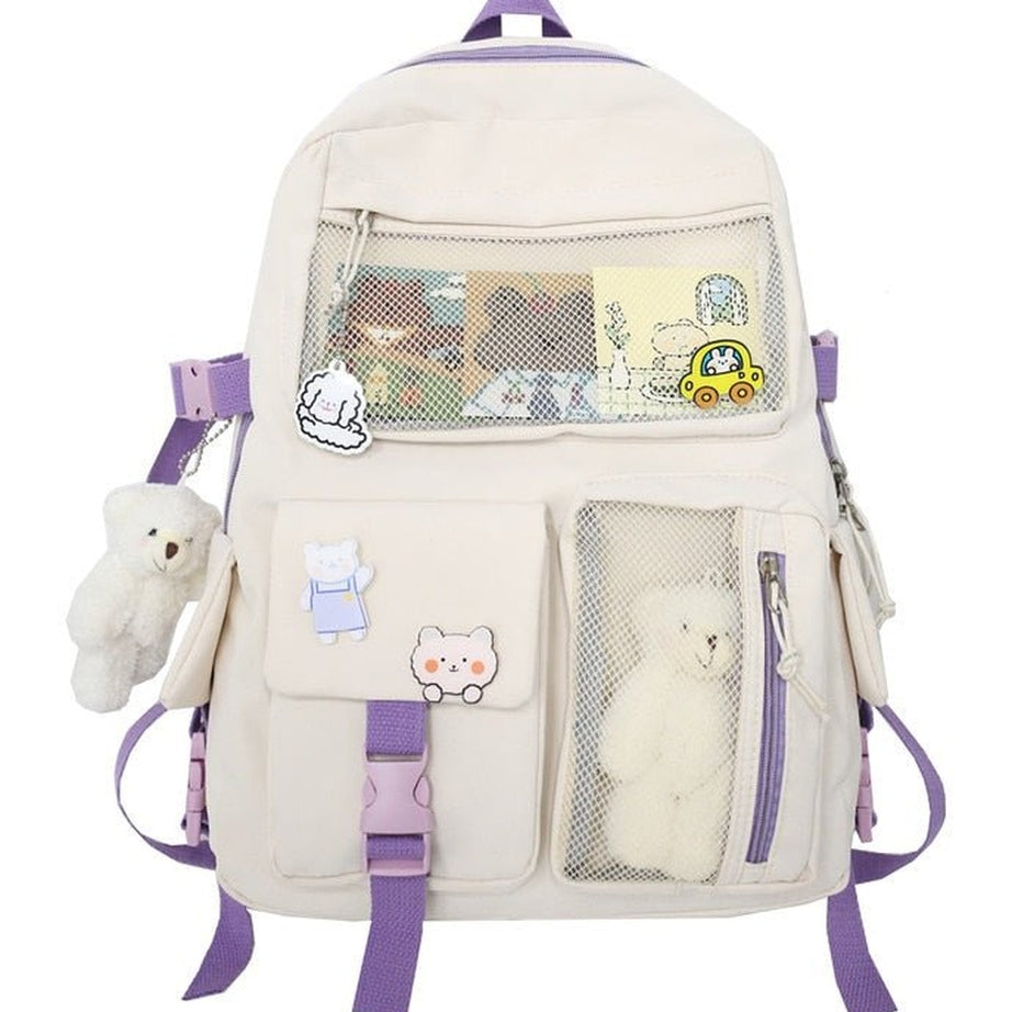 Y2k Buckle Badge Pastel Color Backpack