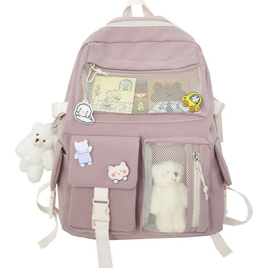 Y2k Buckle Badge Pastel Color Backpack