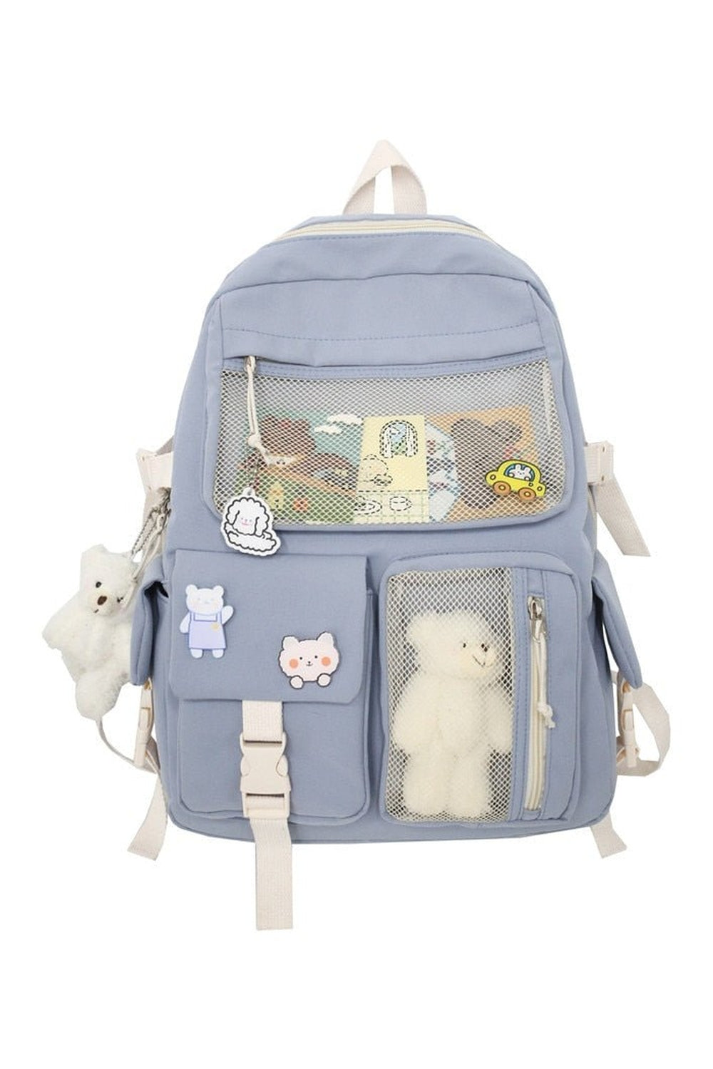 Y2k Buckle Badge Pastel Color Backpack