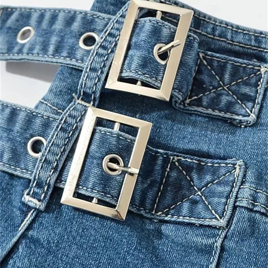 Y2k Buckle Denim Mini Skirt