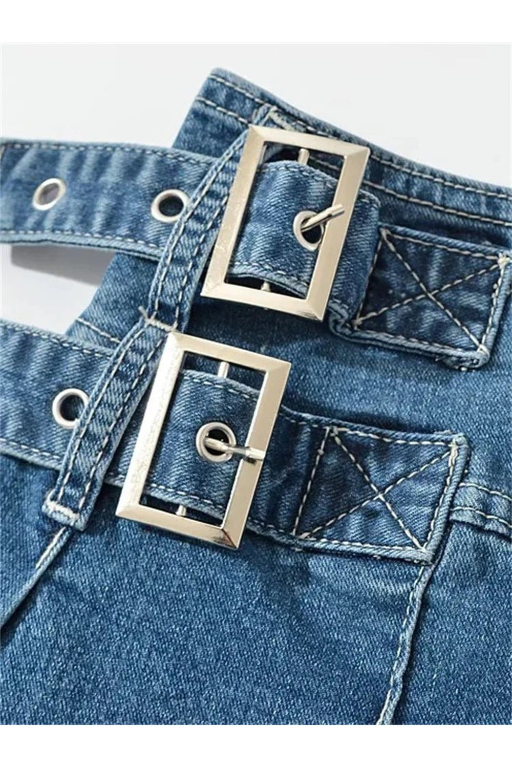 Y2k Buckle Denim Mini Skirt