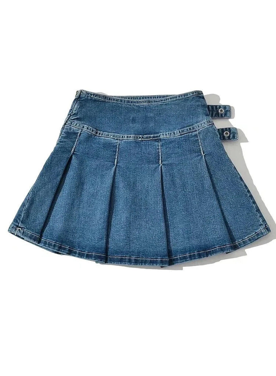 Y2k Buckle Denim Mini Skirt