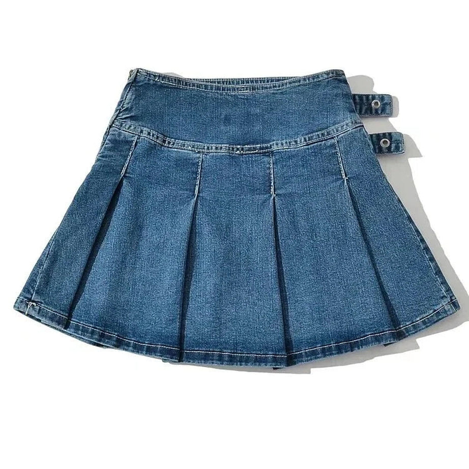 Y2k Buckle Denim Mini Skirt