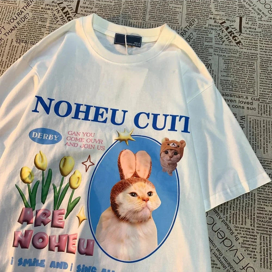 Y2k Bunny Cat Graphic T-shirt