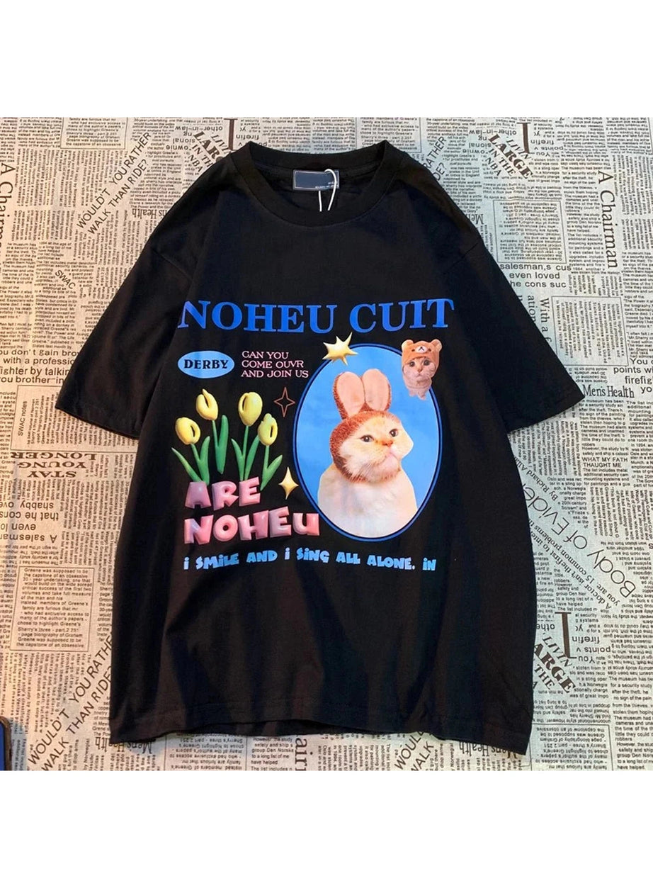 Y2k Bunny Cat Graphic T-shirt