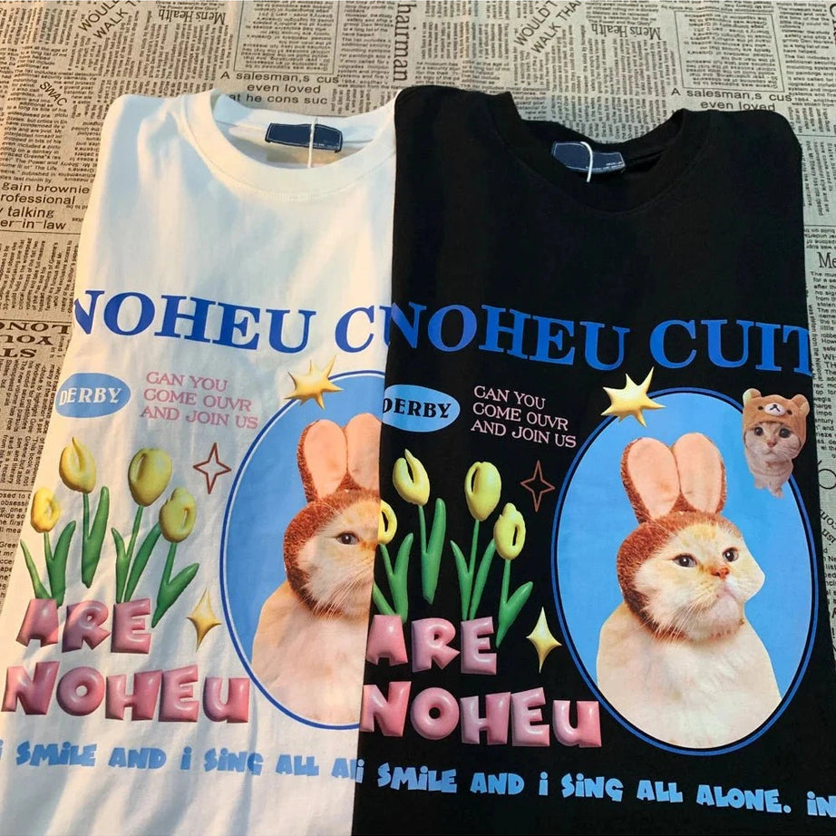 Y2k Bunny Cat Graphic T-shirt